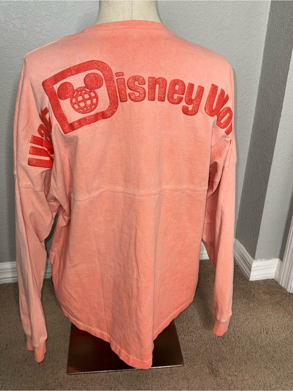 Disney Parks Spirit Jersey Walt Disney World Peach orange Glitter Medium Womens